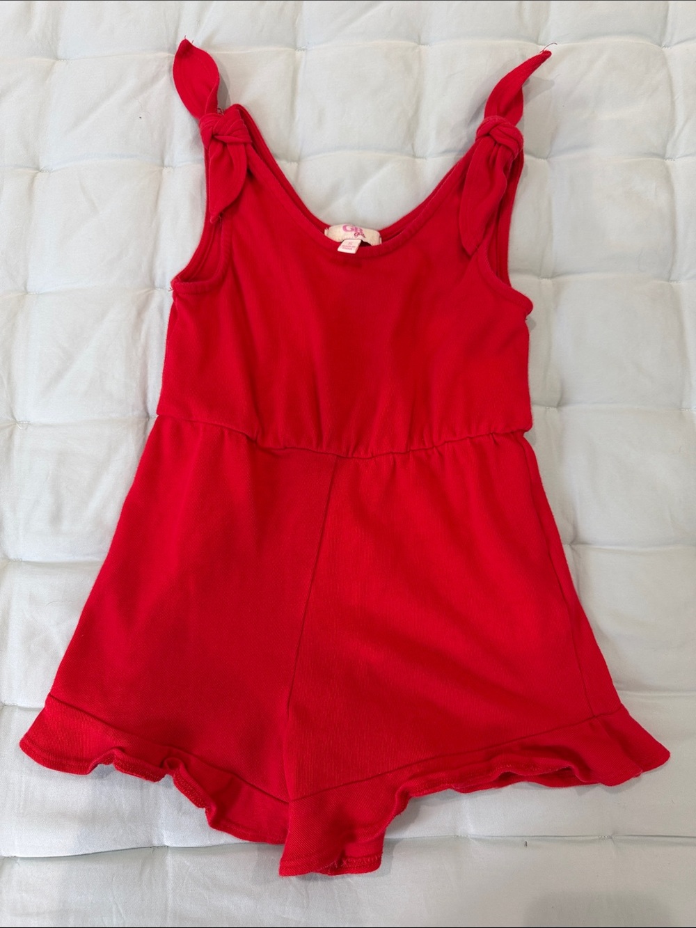 GB girls Red Tie-Shoulder One-Piece Romper